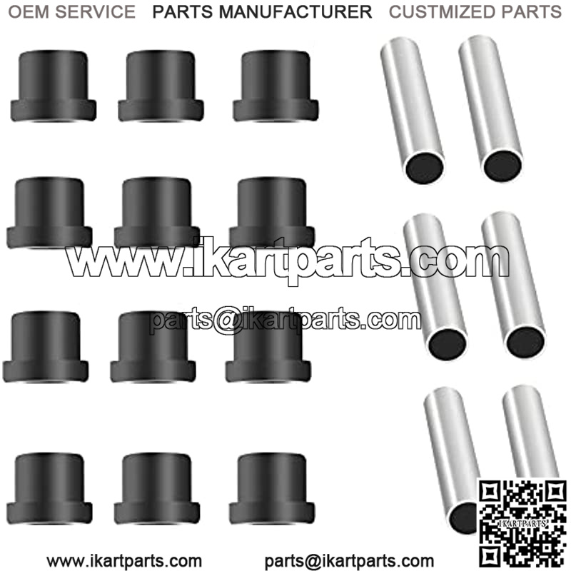 Golf Cart Bushing and Sleeve Kits, Rear Leaf Spring Bushing & Sleeves Kits for EZGO TXT 1994-UP and Club Car DS Models Gas & Electric 1981 + UP, 6 Sleeves and 12 bushings. 1012303 1015583
