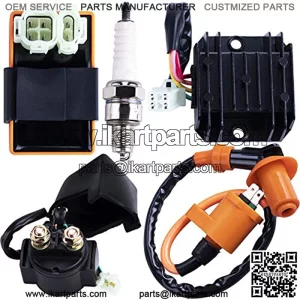 High Performance Racing GY6 Ignition Coil Voltage Regulator Rectifier Solenoid Relay 6 Pin AC CDI Spark Plug Kit for 50cc 125cc 150cc ATV Quad Go Kart Moped Scooter