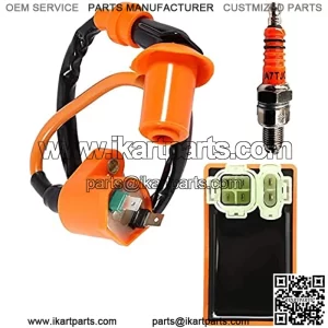 Performance Racing 6 Pins AC CDI Box + Ignition Coil + Spark Plug for Gy6 150cc 125cc 50cc Scooter Moped ATV Go Karts