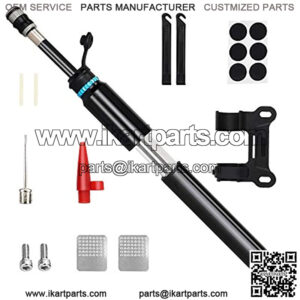 Mini Bike Pump Portable, 150 PSI Fast Inflation Bicycle Tire Pump with Glueless Puncture Repair Kits Lightweight Presta & Schrader Bike Air Pumps for Road Mountain & BMX Bikes