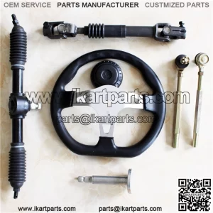 GO KART Steering Wheel Assembly set Tie Rod Rack Adjustable Shaft