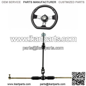 Steering Wheel Kit Gear Rack Pinion Shaft Tie Rod Assembly ATV Go Kart Quad US