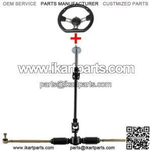 125 110cc Go Kart Cart ATV Steering Wheel Assembly Tie Rod Rack Adjustable Shaft