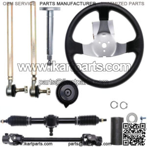 Go Kart Steering Wheel Shaft Assembly Tie Rod Gear Rack and Pinion For 44" Axle
