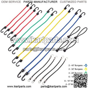 Bungee Cords Hook Assortment Bag, 24pc +8PC Bonus Set with Cargo Net Cover and Canopy Ties Attached with Plastic Coated Metal Hooks