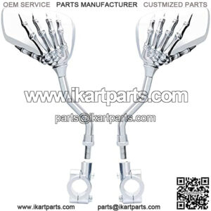 1 Pair Bicycle Mirror,Big View Bike Rear View Mirror Blindsight Multi Angle Adjustable Bike Mirror Billet Aluminum Chrome Plated Outside Skull Claw Style Also suitable for motorcycle mirror