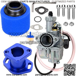 Racing Performance Carburetor Carb Mainfold Intake Inlet Pipe Air Filte for 212cc Mini Bike Go Kart GX200 196cc Engine Honda Clone Go Kart Motor Blue