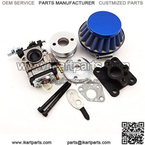 Blue 15mm Racing Carburetor Kit Carb Air Filter Stack For 47cc 49cc 2 Stroke Mini ATV Quad Dirt Pocket Bike