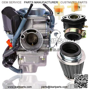 150cc Carburetor + 42MM air fliter + intake manifold for GY6 4 Stroke Hammerhead Twister 150 Go Kart Motorcycle Scooter 152QMJ 157QMI Eagle Panterra Kymco 4 Wheeler Dune Buggy Moped Scooter Par