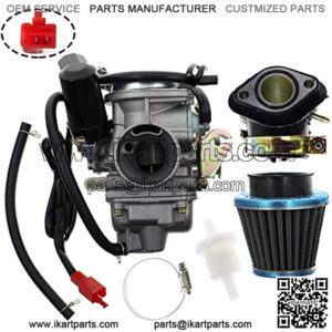 PD24J Carburetor for GY6 125cc 150cc Go Kart Scooter150cc Carburetor for GY6 4 Stroke Engines Electric Choke Motorcycle Scooter 152QMI 157QMJ w/Air Filter Intake Manifold