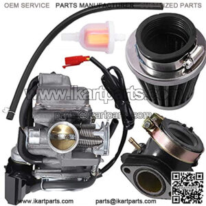 GY6 150cc Carburetor 26mm for 157QMJ 1P57QMJ Engine Scooters Moped ATV Go Kart Kazuma Baja Eagle w/Air Fuel Filter Intake Manifold