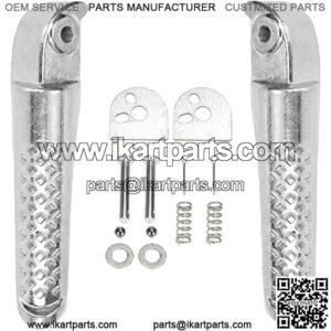 Foot Pegs Footrest Bracket Set Assembly Replacement for Coleman BT200X CT200u CT200u-ex Trail 200 CT100u Trail 100 6.5hp 196cc Gas Powered Mini Bike Parts AccessoLeft Right 2 Packs Silver