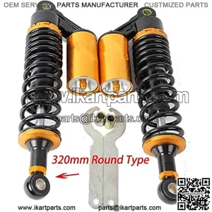 Templehorse 2pcs Adjustable 320mm Motorbike Air Shock Absorbers Universal Fit for Suzuki Kawasaki ATV Go Kart Quad Dirt Sport Bikes (BlackGold, 320MM)
