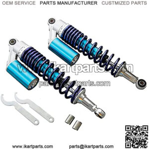 Pnndee Pair 340mm Universal Motorcycle Rear Air Shock Absorbers for all ATV Go Kart Quad Dirt Sport Bikes (blue&silver)