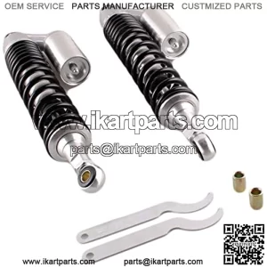 Universal 400mm Pair Motorcycle Air Rear Shock Absorber for Honda Kawasaki Suzuki Yamaha Go Kart Scooters Sport Street Bike Silver Black