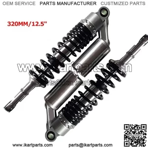 Pair 320mm 12.6" Motorcycle Air Shock Absorber Universal Fit For Honda Suzuki Yamaha Kawasaki ATV Go Kart Quad Dirt Sport Bikes (320 Sliver and Black)