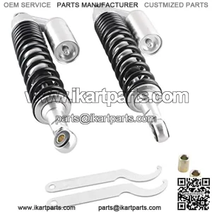 Universal Shock Absorber, 400mm 15.75" Eye To Eye Air Shock with Round End, Compatible with Honda Suzuki Kawasaki Yamaha Dirt Bike Go Kart ATV Dual Sport Street Bike, Silver