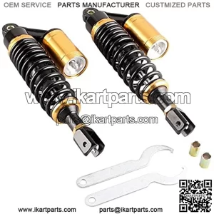 Motorcycle Air Gas Shock Absorbers Pair 13.5Inch 340mm Fork Clevis Ends Universal Fit For Honda Suzuki Kawasaki Yamaha Scooter ATV Quad Dirt Sport Bike Go Kart Black