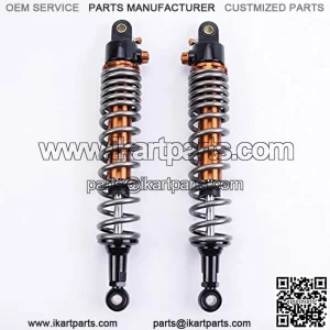 1 Pair Shock Absorbers 370mm 14.6 inches Round Ends Motorcycle Replacement Universal for Scooter Atv Quad Dirt Sport Bike Go Kart Suzuki Kawasaki Yamaha Grey