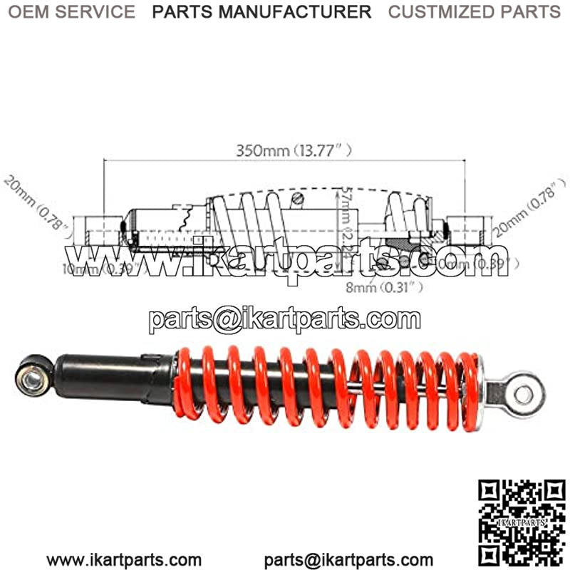 2PCS 13.75" 350mm Front Shock Absorber Shocker Suspension for Quad ATV Dune Go Kart