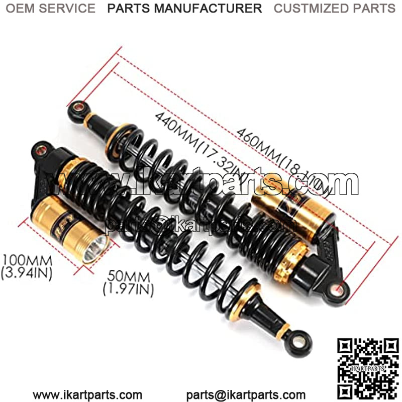 440mm 17.3 inch 8mm Spring Universal Motorcycle Air Shock Absorber Rear Suspension ATV Quad Scooter Dirt Bike For YZF-R1 YZF-R6 YZF-125 XC EXC XCF Black Gold - Image 3