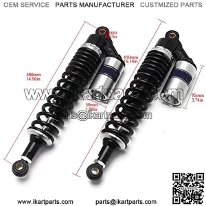 380mm 15" 8mm Spring Universal Motorcycle Air Shock Absorber Rear Suspension ATV Quad Scooter Dirt Bike For CBR600 CBR400 CB500 YZF XC EXC XCF,+