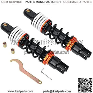 Motorcycle Shock Absorbers Rear Suspension Pair 11 Inch 280mm Fork Clevis Ends,Universal ATV Shocks Compatible with Go Kart Honda CB Yamaha.??Black and white??
