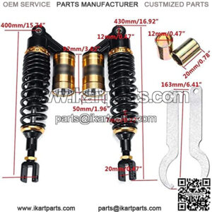 Motorcycle Suspension Universal 380mm/400mm Motorcycle Air Shock Absorber Rear Suspension for Scooter ATV Quad Dirt Street Bike Motorcycle Shock Absorber (Color : Gold+Black, Size : 400mm)