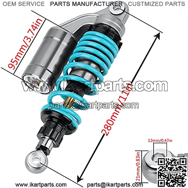 2PCS 11 Inch 280mm Universal Motorcycle Shock Absorbers Rear Suspension Compatible with Honda CB Yamaha Gokart??Blue?? - Image 2