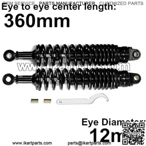 360mm 14.17 inch 8mm Spring Universal Motorbike Air Shock Absorber Rear Suspension ATV Quad Scooter Dirt Bike For YZF-R1 YZF-R6 YZF-125 XC EXC XCF