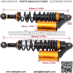 Motorcycle Shock Absorber, 1 Pair 13.39 inch Shock Absorbers Front Rear Suspension Damper Suspension Spring with Air Pocket Universal for ATV Motorcycle Gokart