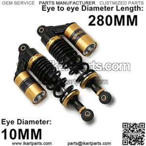 Shock Absorbers 1 Pair Spring 7mm 280mm 11" Eye Diameter 10mm Motorcycle Air Shock Absorber Rear Front Suspension Fit for ATV Quad Bike Black Golden D30 Rear Shock