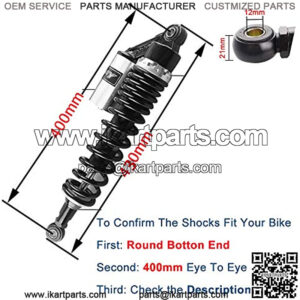 2pcs Adjustable 400mm Motorcycle Air Shock Absorbers Universal Fit for Honda Suzuki Yamaha Kawasaki ATV Go Kart Quad Dirt Sport Bikes