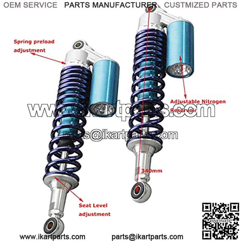 340mm Universal Motorcycle Rear Air Shock Absorbers for all ATV Go Kart Quad Dirt Sport Bikes (blue&silver)