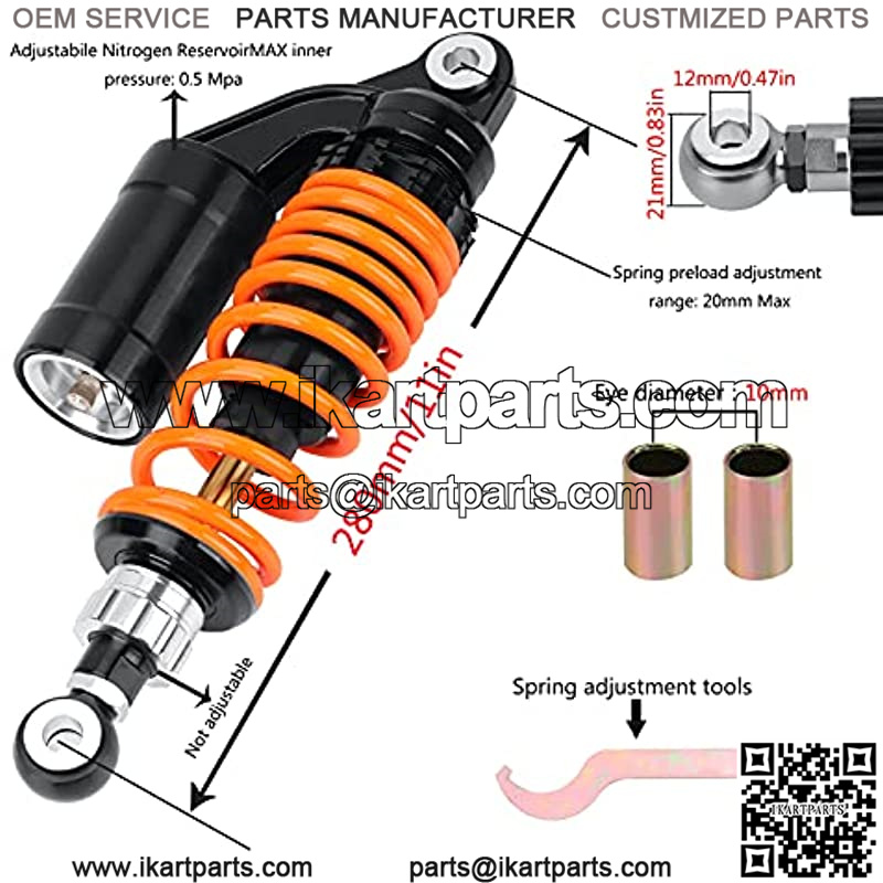 280mm 11 Inch Universal Motorcycle Shock Absorbers Rear Suspension 2PCS Compatible with Honda CB Yamaha Gokart??Orange?? - Image 2