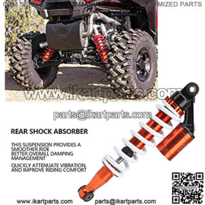 Coil Spring Rear Shocks, 13.8 Inch Adjustable Bright Orange Shock Absorber with Air Pocket, Universal High Strength Suspension Damper Spring Replacement for ATVs Off-Road Vehicles Karts