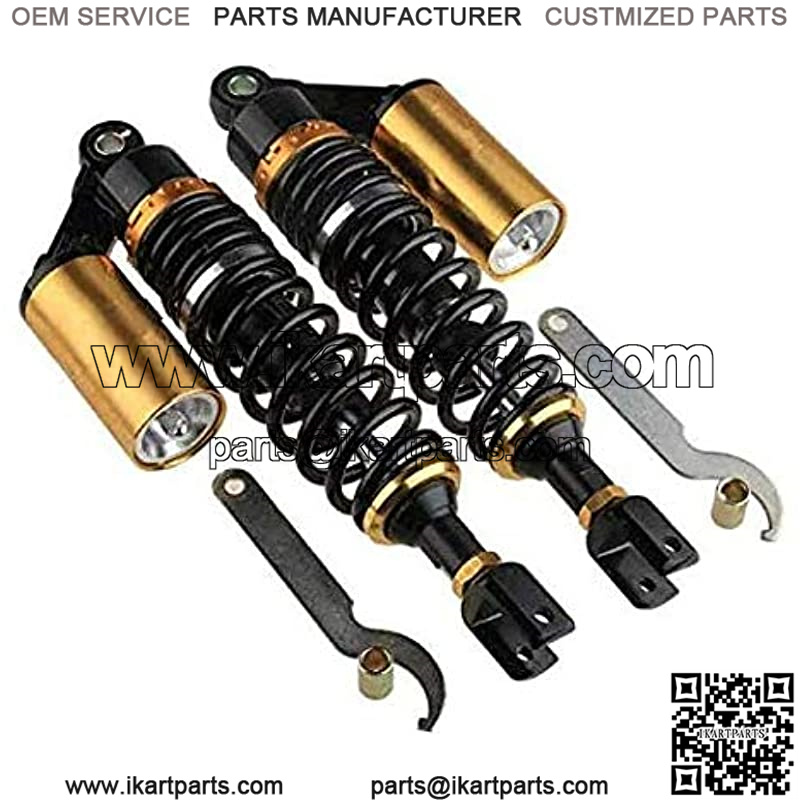 280mm 11" Pair Air Shock Absorbers Clevis Fit Scooter Moped Rear Suspension (BlackGold) - Image 3