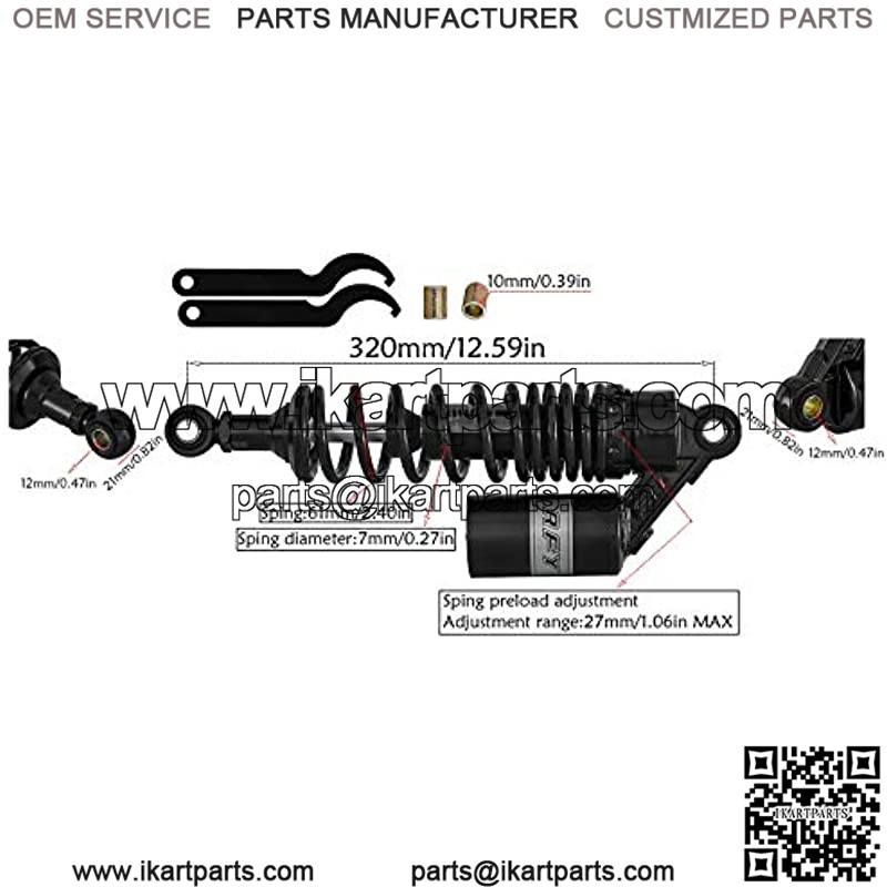 12 5/8" 320mm Rear Shock Absorber Suspension for ATV Quad Go Kart Dirt Sport Bikes