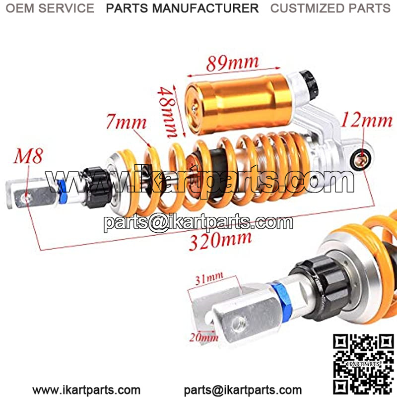 12 5/8" 320mm Motorcycle Shock Absorber Rear Suspension for ATV Go Kart Quad Dirt Sport Bikes