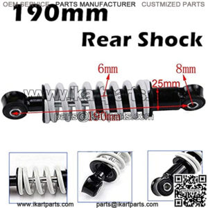 190mm 250LBS Motorcycle Rear Back Suspension Shock Absorber Spring Off-Road Fit for Mini Moto ATV Pit Quad Dirt Bike Go Kart Buggy Motorcycle Rear Shock Motorcycle Shock Absorber