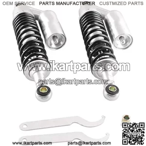 320mm A Pair Motorcycle Air Shock Absorbers Universal Fit For Suzuki Yamaha Kawasaki ATV Go Kart Quad Dirt Sport Bikes (Silver Black)