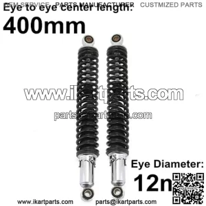 400mm 15.75 inch 7mm Spring Universal Motorcycle Air Shock Absorber Rear Suspension ATV Quad Scooter Dirt Bike For 50cc 75cc 90cc 125cc 150cc 250cc 300cc (Black)