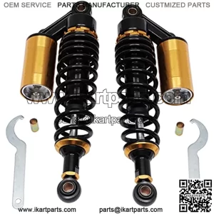 320mm Universal Motorcycle Rear Air Shock Absorbers Adjustable Rear Shock For Honda Kawasaki Suzuki Yamaha Go Kart dirt Scooters Street Sport Bike 12.6" Black Gold 2pc