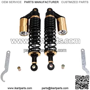 320mm A Pair Motorcycle Air Shock Absorbers Universal Fit For Suzuki Yamaha Kawasaki ATV Go Kart Quad Dirt Sport Bikes (Black & Gold)
