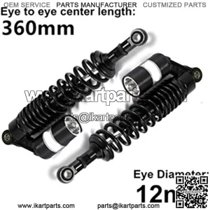 360mm 14.17 inch 8mm Spring Universal Motorcycle Air Shock Absorber Rear Suspension ATV Quad Scooter Dirt Bike For CBR600 CBR400 CB500 YZF XC EXC XCF Black