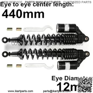 440mm 17.3 inch 8mm Spring Universal Motorcycle Air Shock Absorber Rear Suspension ATV Quad Scooter Dirt Bike For YZF-R1 YZF-R6 YZF-125 XC EXC XCF Black