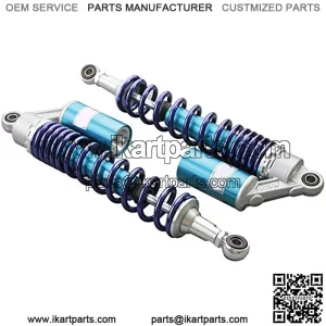 15.75Inch Motorcycle Pair Rear 400mm Air Shock Absorber Round Hole Universal Compatible for Yamaha YFZ 450 Banshee Honda TRX 450 Quad Kawasaki Suzuki ATV Go Kart, Eye to Eye 400mm Blue