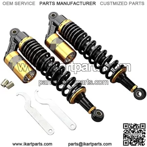 Pair Adjustable 13.5 Inch 340mm ATV Motorcycle Air Shock Absorbers Nitrogen Suspension Universal Fit for ATV UTV Go Kart Quad Dirt Sport Bikes Cafe Racer (Gold and Black)