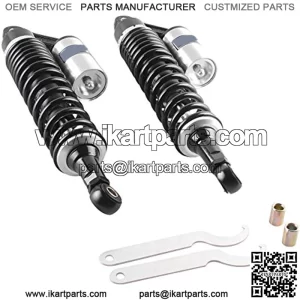 Pair 375mm Motorcycle Air Shock Absorbers Universal Fit for Honda Suzuki Yamaha ATV Go Kart Quad Dirt Sport Bikes Black & Silver
