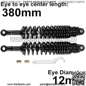 380mm 14.96 inch 8mm Spring Universal Motorbike Air Shock Absorber Rear Suspension ATV Quad Scooter Dirt Bike For YZF-R1 YZF-R6 YZF-125 XC EXC XCF